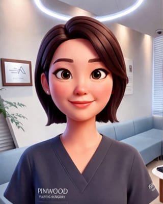 Illustrated portrait of Mia, RNWOOD team member.